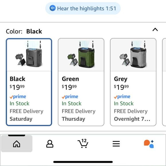Portable Mini Fan with Clip & LED Light β Rechargeable, 4-Speed, Low Noise - Picture 3 of 7
